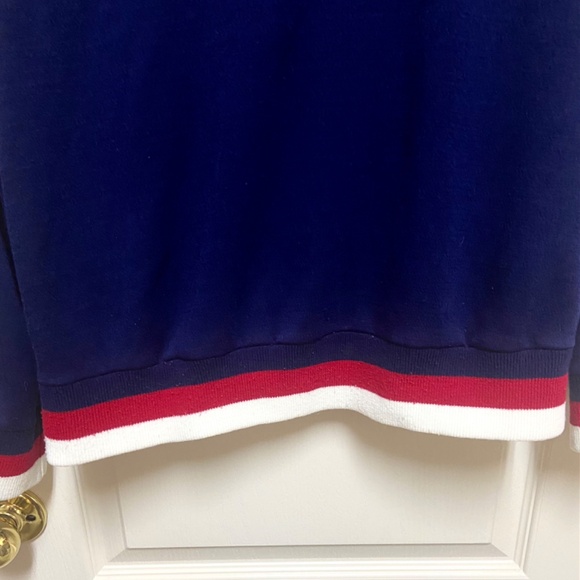 Vintage 70s Nordic Zip Up Sweater Jacket Navy Red White Retro Preppy Chaletcore - Picture 7 of 12